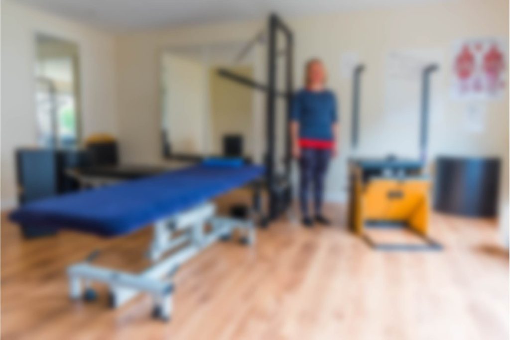 Physiotherapy and Pilates Sarah In her Studio. Defocused